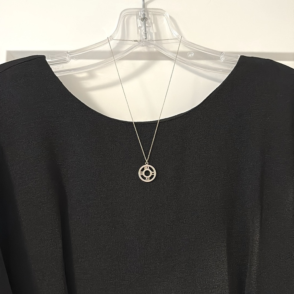 [Tiffany & Co.] Atlas Opan Medallion Clock Roman Numeral Chain Necklace Silver - Picture 2 of 16